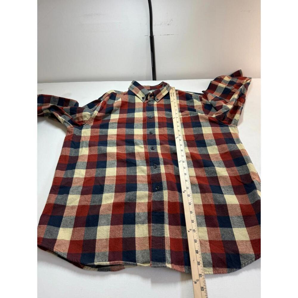 L.L. Bean Shirt Scotch Plaid Flannel Blue Red Button-Down XL - Picture 5 of 5